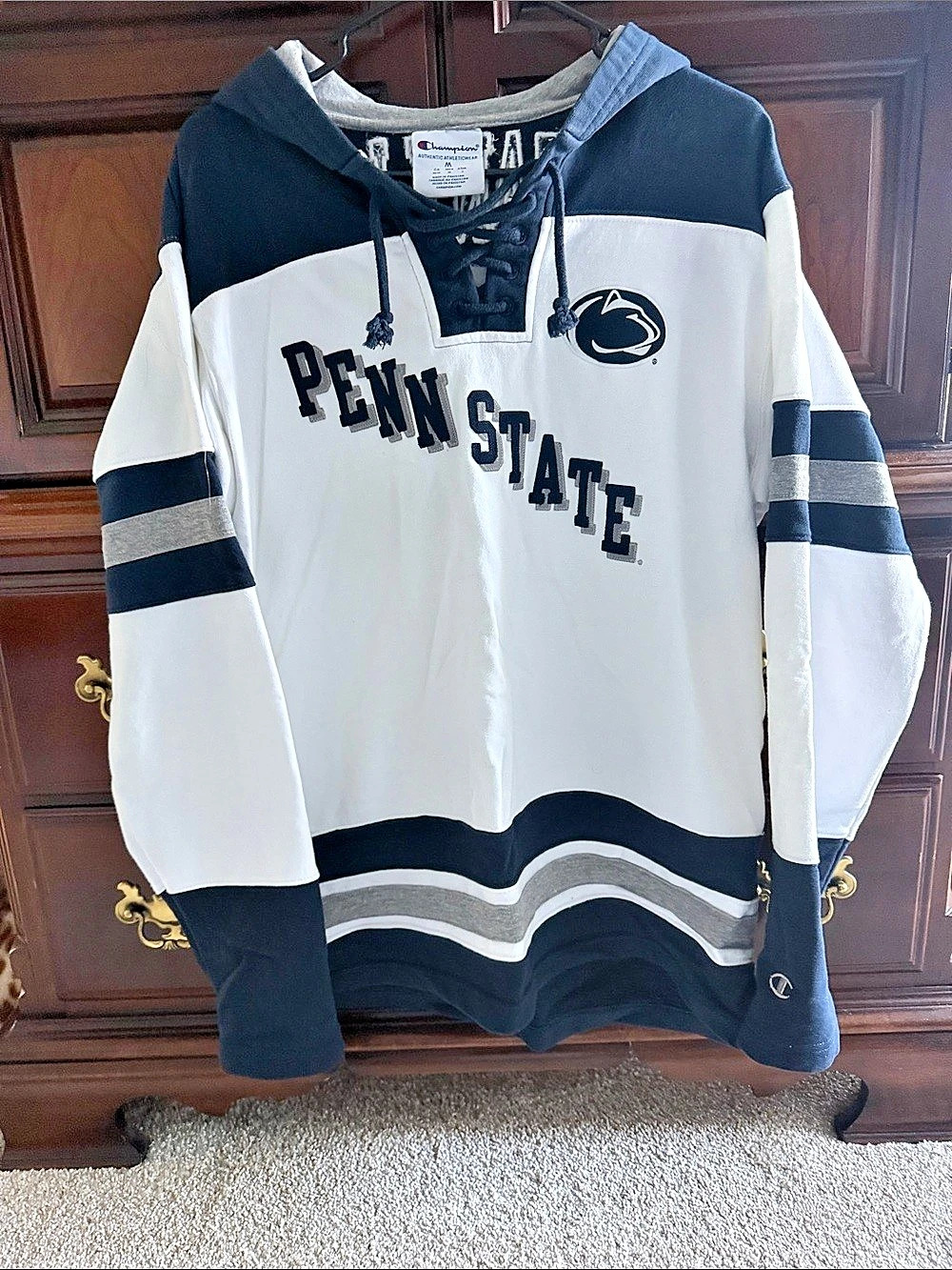Champion Penn State Color Block Hoodie Ice Hockey Jersey Size Medium